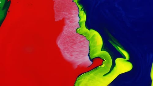 Abstract Colorful Moving Swirling Liquid Paint Background Texture