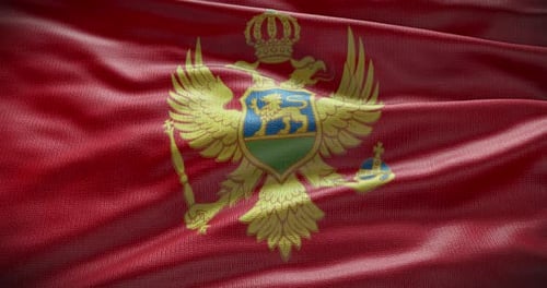 Realistic Montenegro Flag Waving Seamless Loop