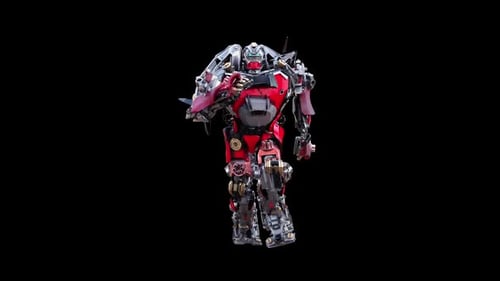 Futuristic Red Robot Walking Cycle Animation Loop