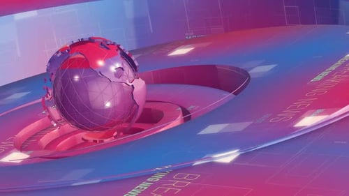 Animated News Intro with Futuristic Rotating Globe and Text