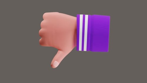 3D Animated Thumbs Down Gesture for Social Media and Feedback