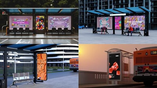 Bus Stop Billboard Mockup Promo MOGRT