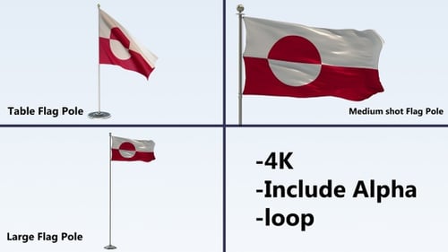 Realistic Waving Greenland Flag Animation with Alpha Channel
