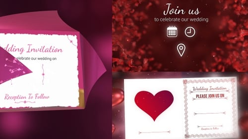 Elegant Animated Wedding Invitation Reveal with Hearts and Petals