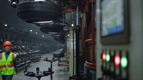 Woman Industrial Supervisor Walking at Manufacturing Company