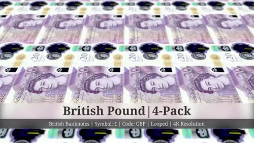 Britisches Pfund | Währung des Vereinigten Königreichs - 4er-Pack | 4K-Auflösung | Looped