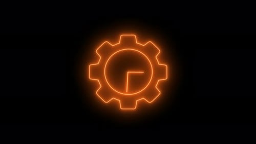 Animated Neon Gear Clock Icon Loop