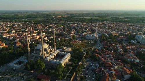 Turkey Mosque Sunset Aerial View