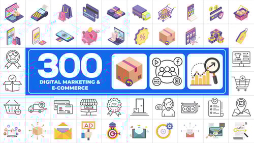 300 Icons Pack Digital Marketing