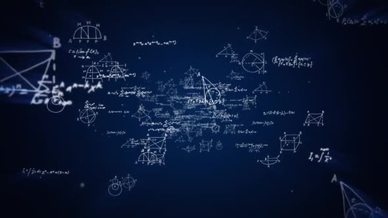 Animated Neon Blue Math Equations and Geometric Shapes Background ...