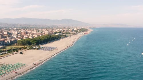 Aerial view of italian sand coastline