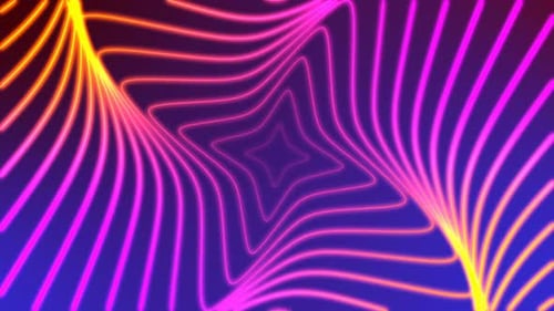 Futuristic Neon Star Shape Glowing Lines Background Loop