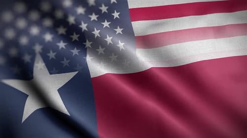 Waving American and Texas Style Flag Background Loop