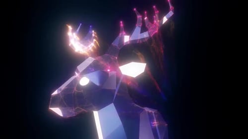 Neon Futuristic Polygonal Deer Head Digital Loop