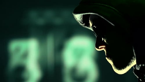 Hacker com capuz e óculos de sol