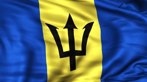 Barbados Flag Waving Seamless Loop Animation