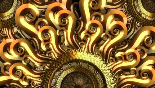 Intricate Gold Mandala Pattern Expanding Loop Background