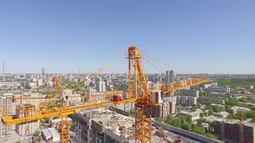 Aerial view of the construction of a multi-storey building in the city 02