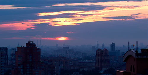 City Sunrise Time Lapse With Panning