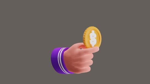 3D Animation of Holding Dollars in Hand Symbolizes Succes