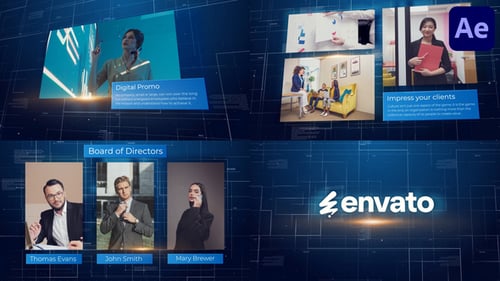 Corporate Digital Presentation with Futuristic HUD Grid Elements