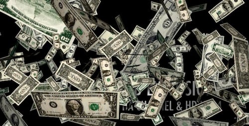 Raining US Dollar Bills Animation Pack with Alpha Channel