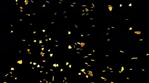 Falling Golden Hearts and Shiny Particles Loop