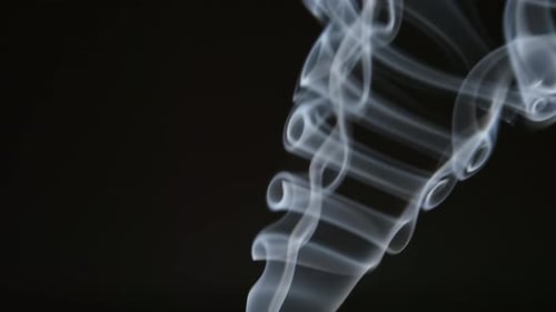 Wispy White Smoke Curling on Black Background