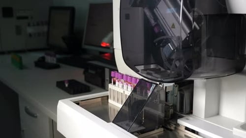 Automated Machine Testing Blood Samples in Laboratory