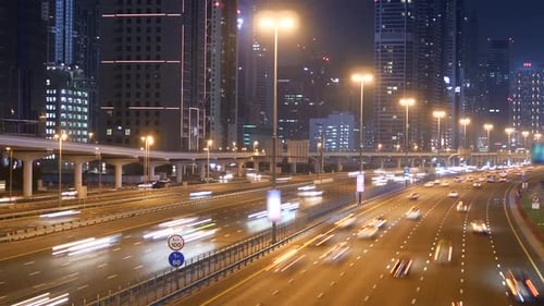 Cars Driving on City Highway Road in Rush Hour Traffic