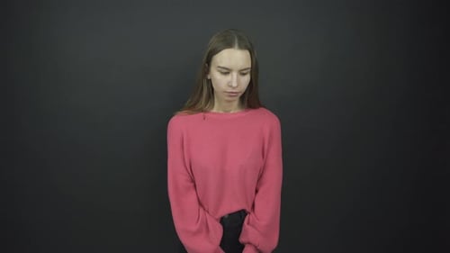 Actress in Purple Pullover Performs Confusion Emotion