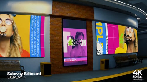 Subway Billboard Mockup Painting Style Premiere