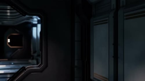 Futuristic Sci-Fi Spaceship Corridor Flythrough Animation