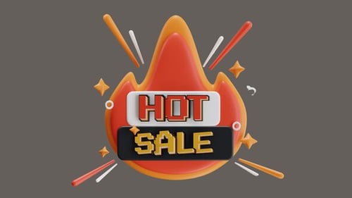 3D Animated Hot Sale Flame Icon for Marketing Promotions