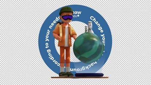 3D Animation Virtual Reality / MetaverseTraveling - Transparent Background Loop