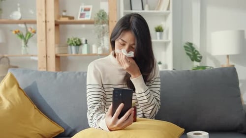 Young Woman On Video Call About Health Issues
