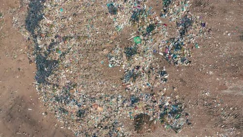 Aerial View. Garbage Pile in Trash Dump. Environmental Pollution From Consumerism Household