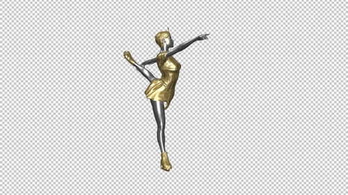 Patineuse sur glace - Figurine féminine - Dorée et argent - Skating Transition - I - Alpha Channel