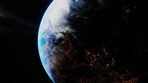 Rotating Earth from Space with City Lights
