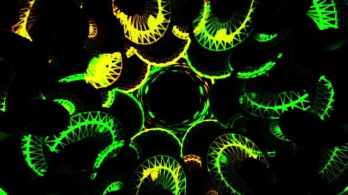 3d green neon tunnel