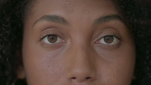 Blinking Eyes of African Woman Close Up