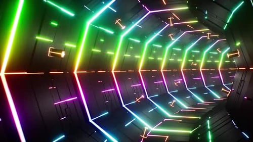 4K Rainbow Color Light Space Tunnel Loop