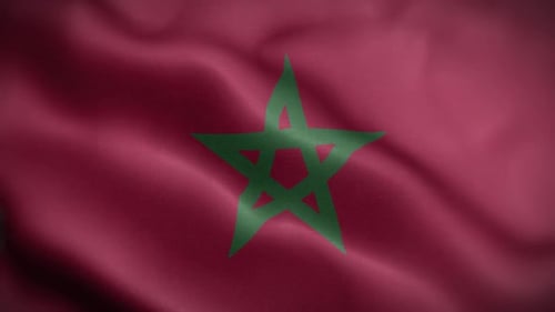 Flagge Marokkos, texturierte, wehende Vorderseite,