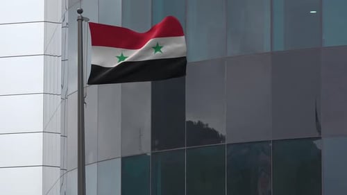 Syrian National Flag Waving in Realistic 3D Animation