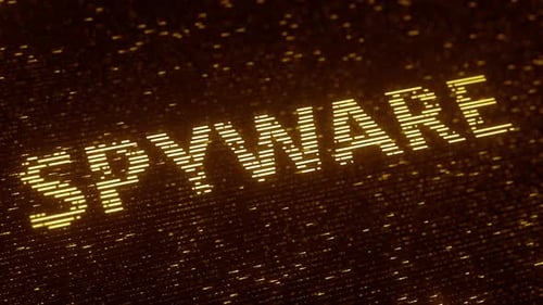 SPYWARE Word feito com partículas voadoras
