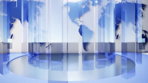 Modern Virtual Studio Background with Animated World Map