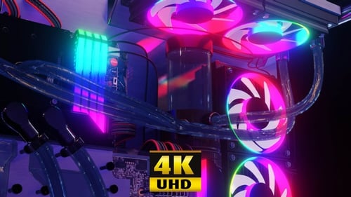 Computer in Neon 4K