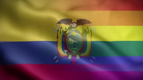 Waving Ecuadorian Rainbow Flag Animation