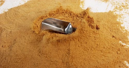 Ginger, Zingiber officinale, Powder against White Background, Slow Motion 4K
