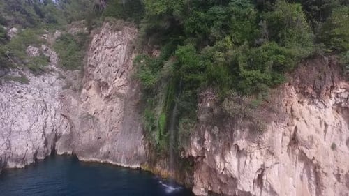 Sea Kayaking under the waterfall and cliffs